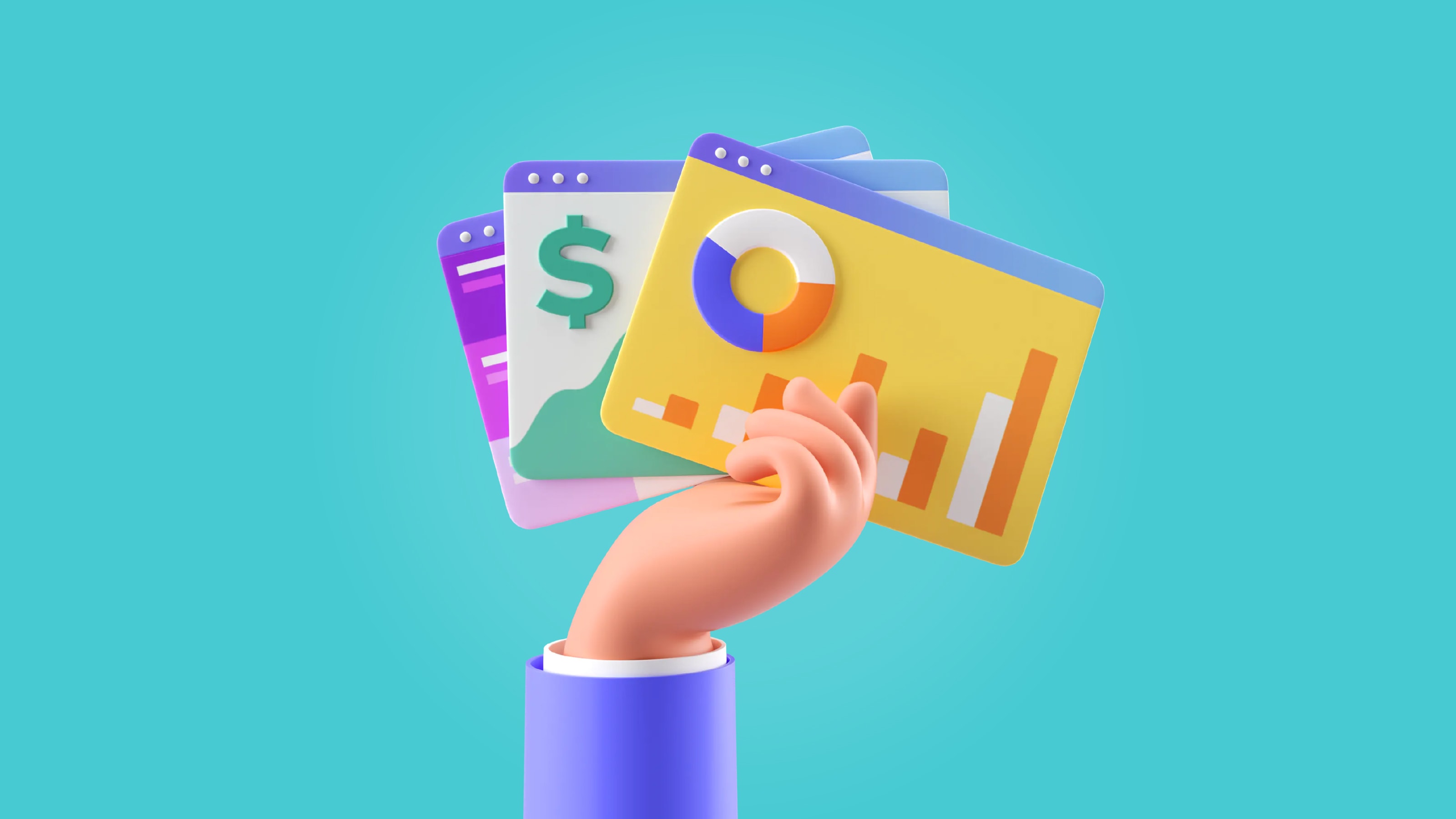 A chubby hand holding three slides