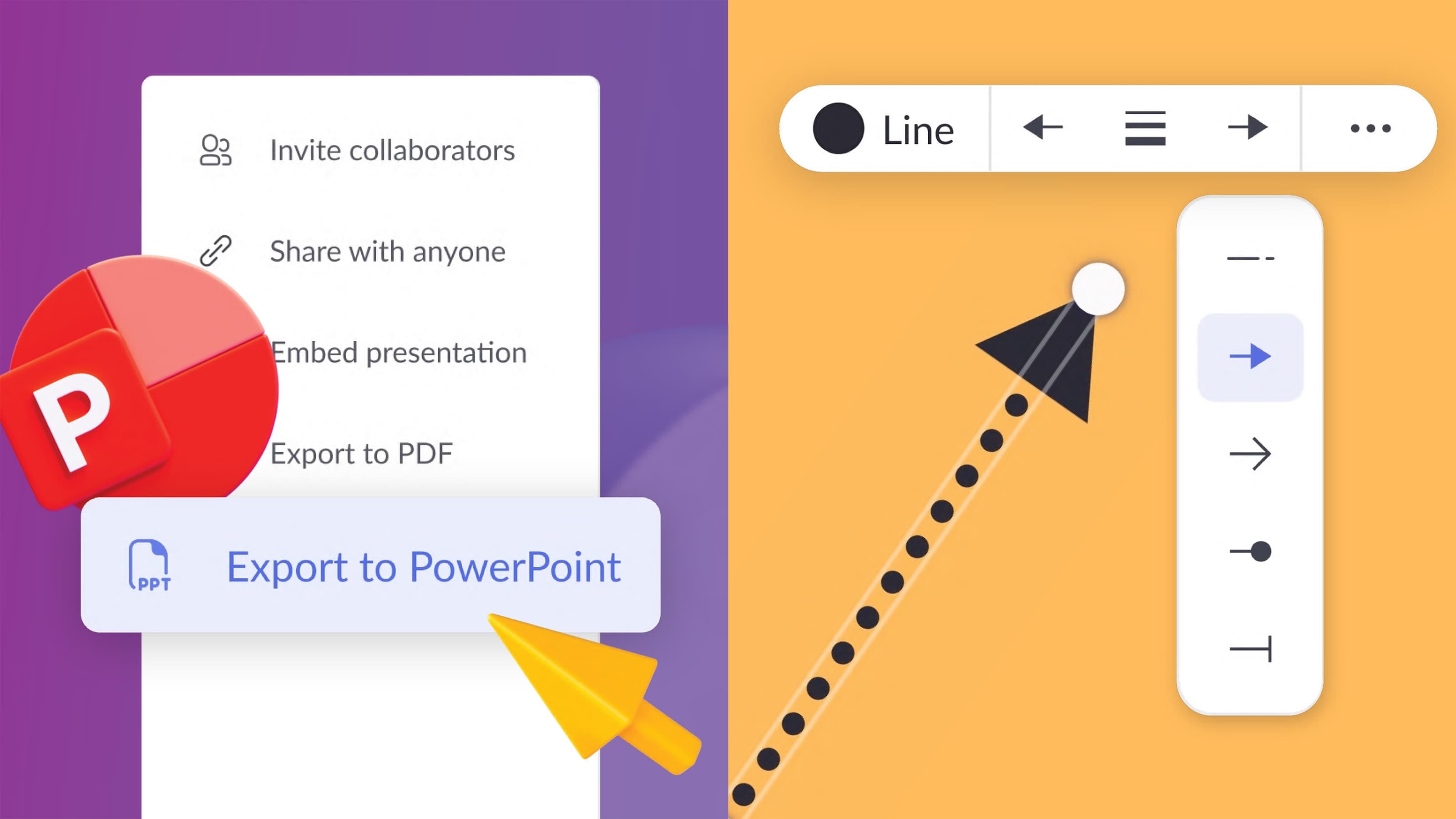 Export to PowerPoint and customize line shapes