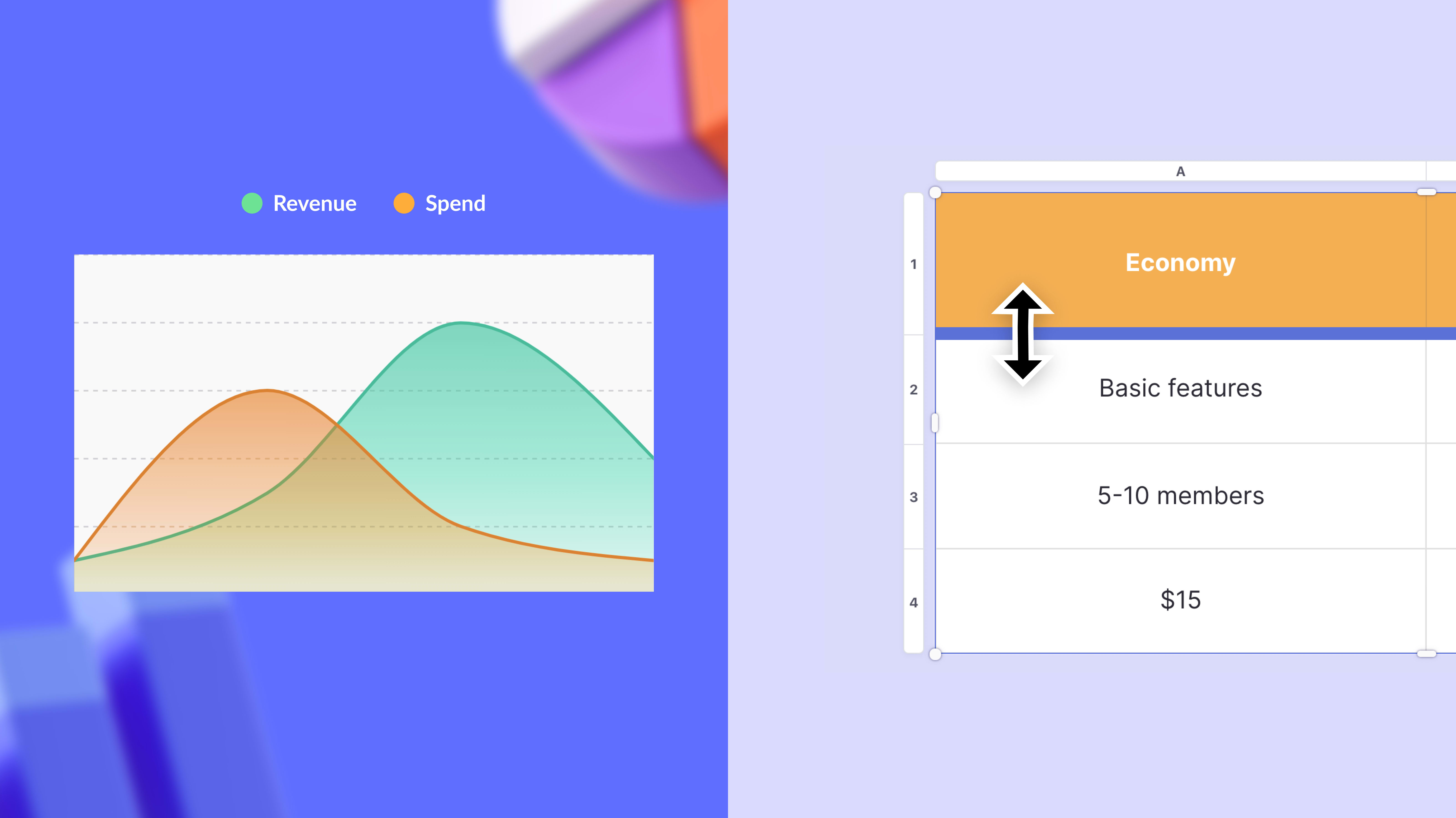 Area charts and table resizing in Pitch