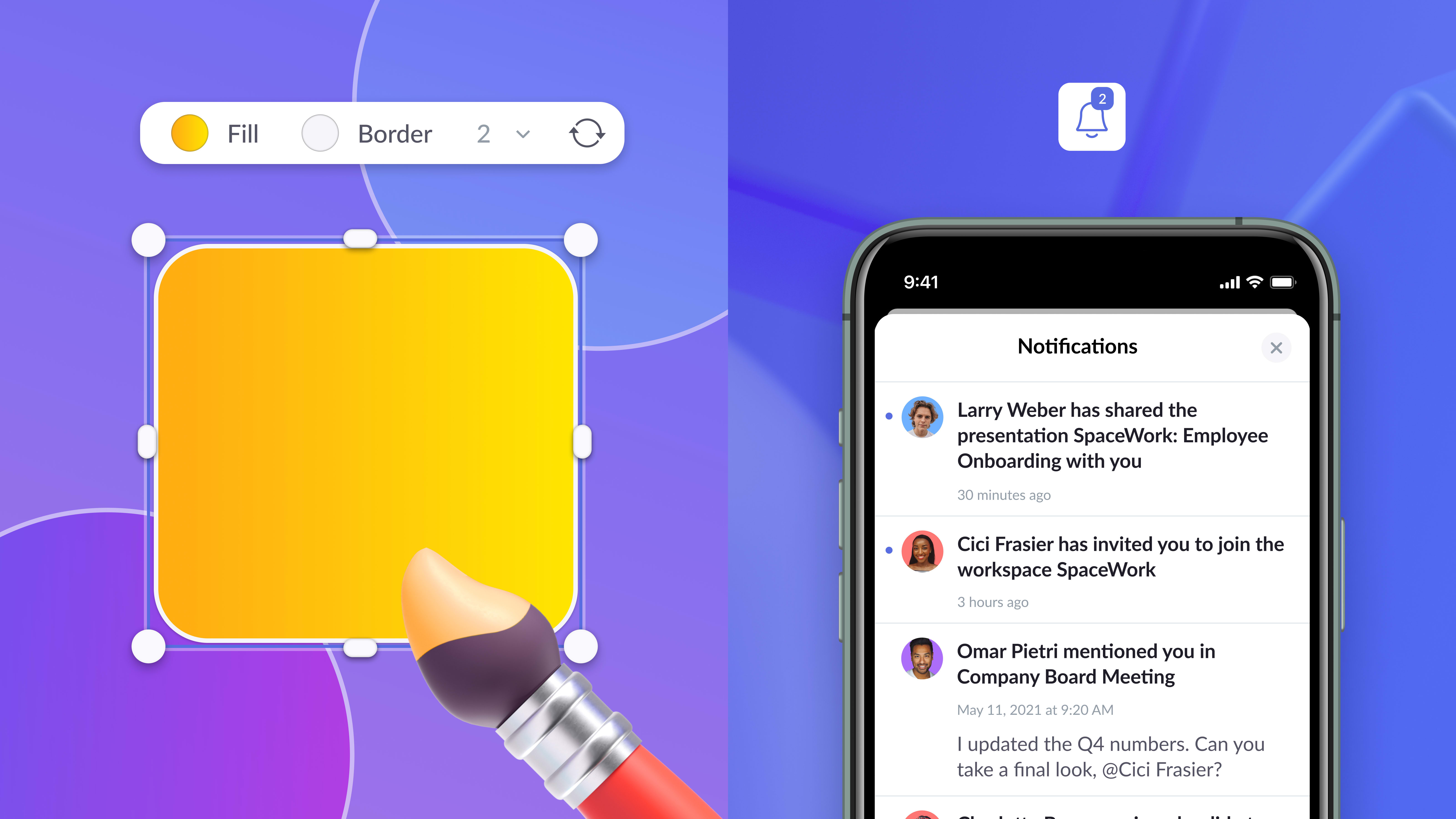 Gradient fill for shapes in Pitch and mobile notifications 