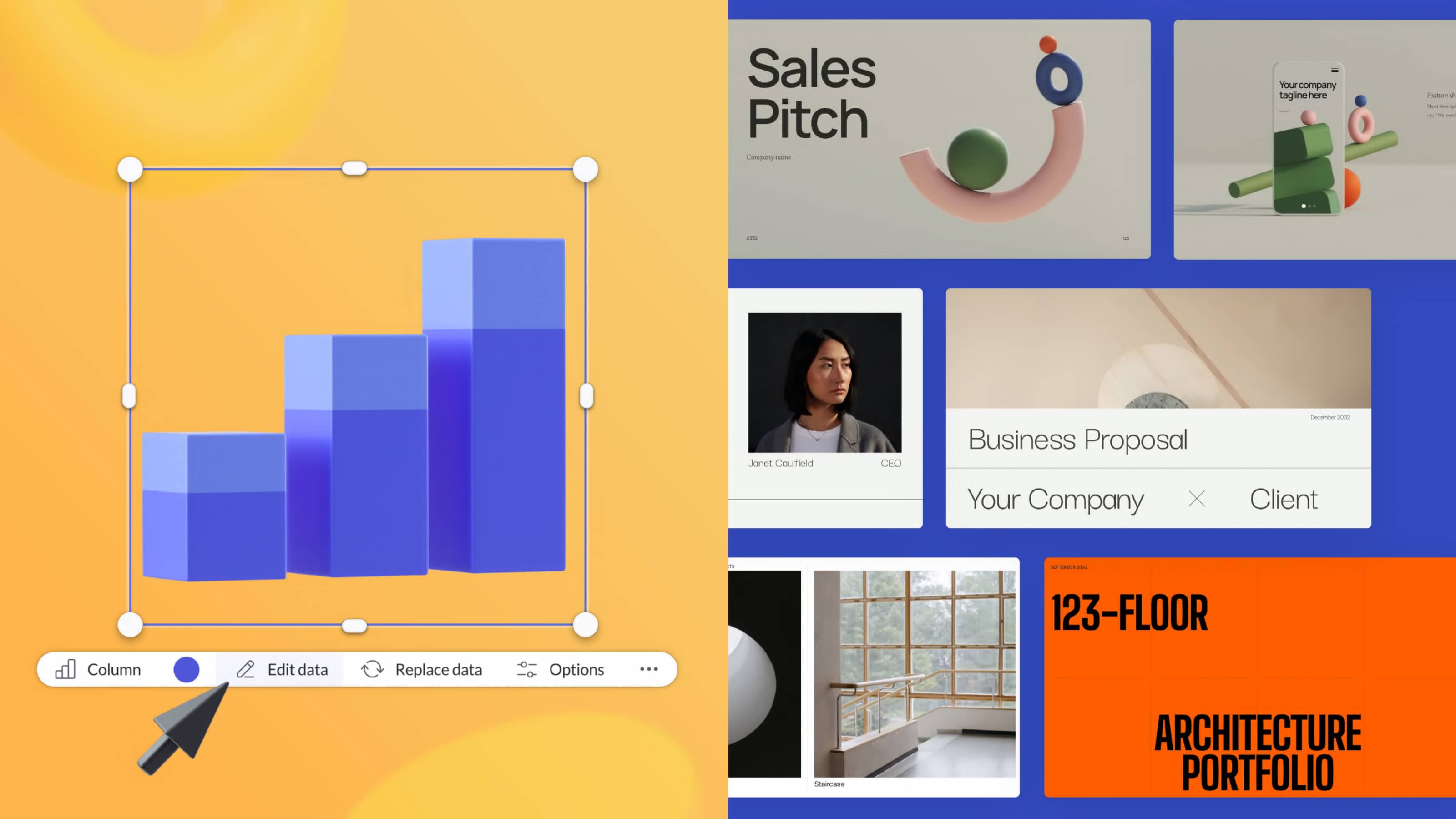 chart improvements and new templates for sales pitches, business proposals, and architecture portfolios