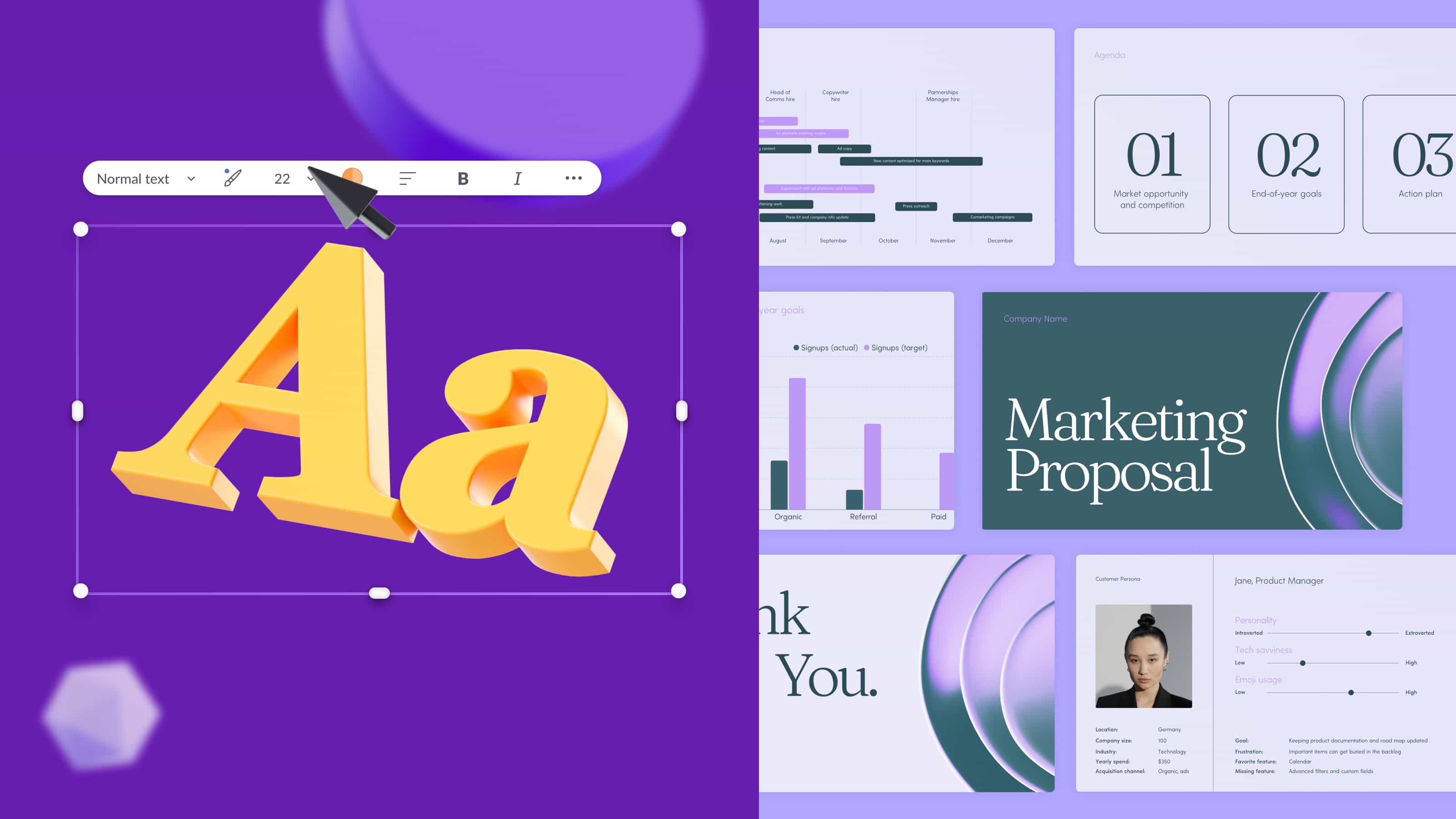 Font resizing and marketing proposal template